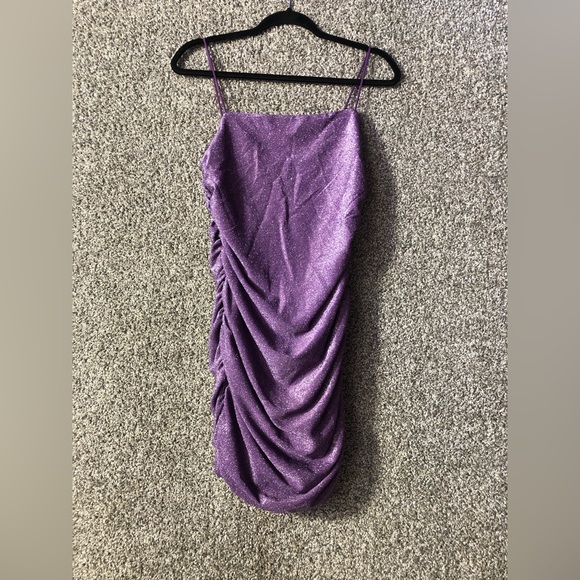 NWT Floerns Glitter Sleeveless Ruched Party Dress, Sz Large - Picture 3 of 6